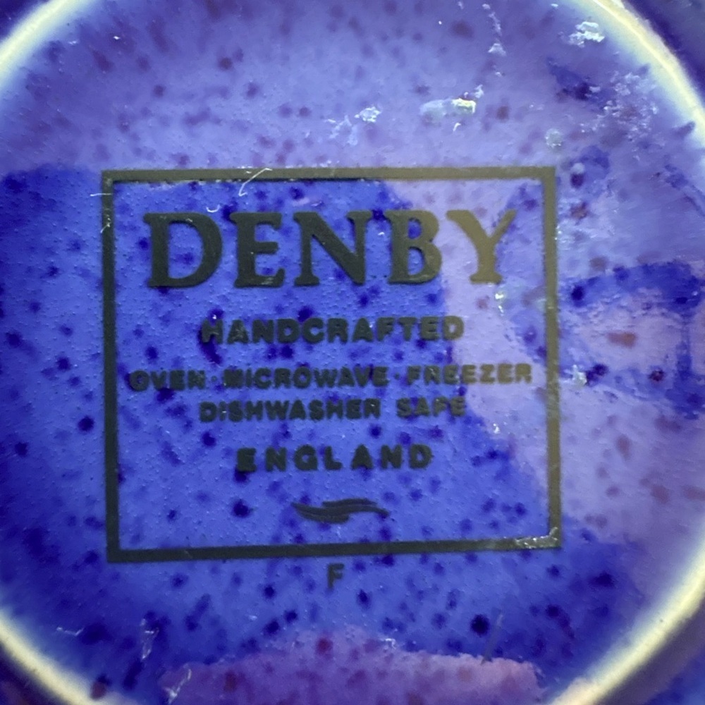 Vintage Denby Metz handcrafted saucers- set of 3- made in England- green & blue - Picture 7 of 10